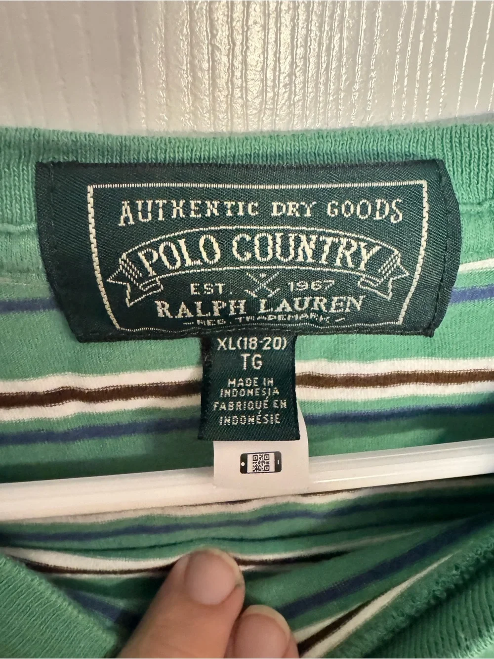 Ralph Lauren Green Striped Pocket Tee